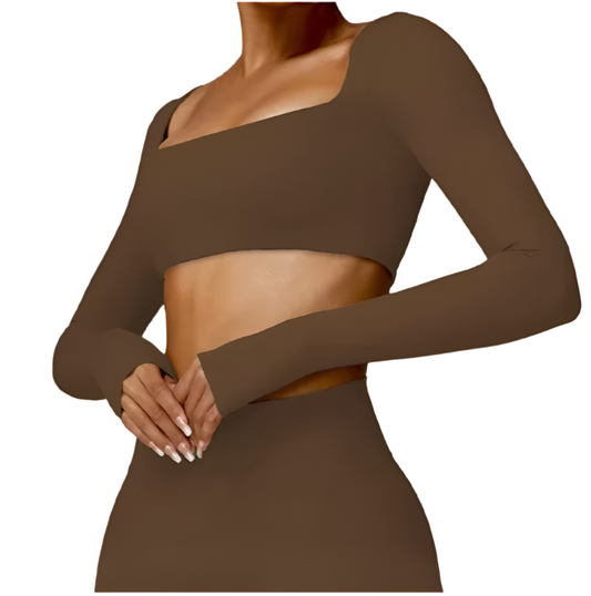 Long-Sleeve Seamless Top - Brown