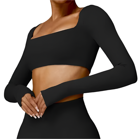 Long-Sleeve Seamless Top - Black