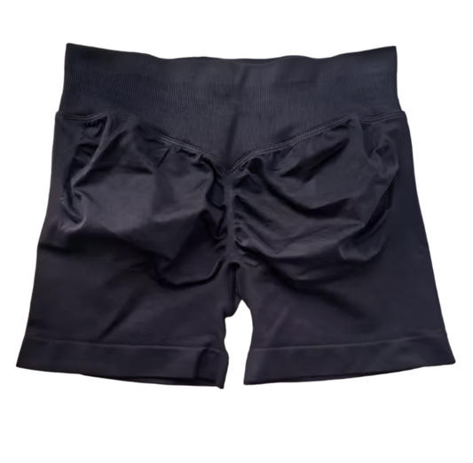 Dark Collection - Black Seamless Scrunch Bum Shorts